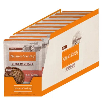 Nature’s Variety Bites in Gravy - Alimento húmido para gato adulto - Salmão