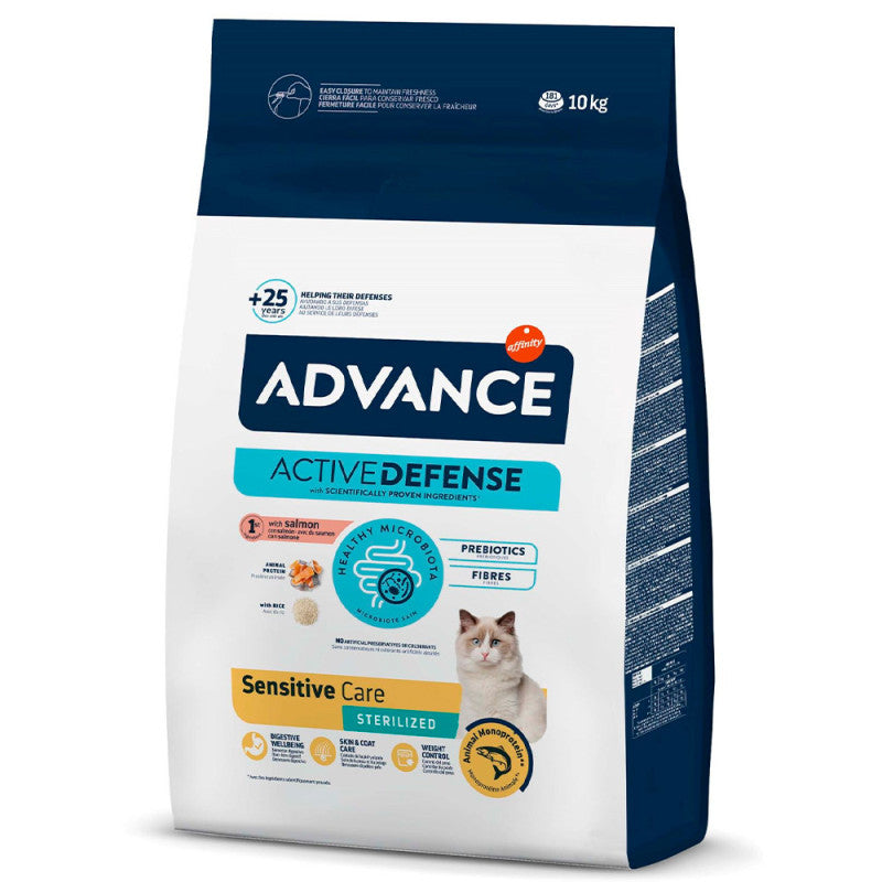 Advance Sensitive Sterilized - Ração seca para gato esterilizado com sensibilidades - Salmão e arroz