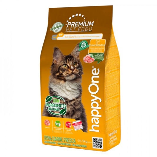 happyOne Premium - Ração seca para gato adulto esterilizado - Aves