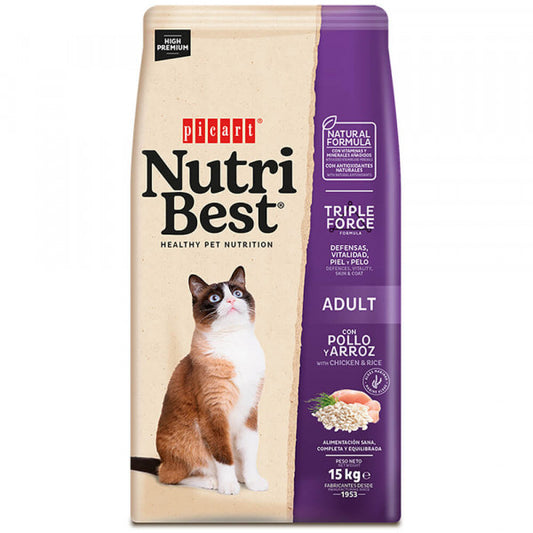 Picart Nutribest - Ração seca para gato adulto - Frango e arroz