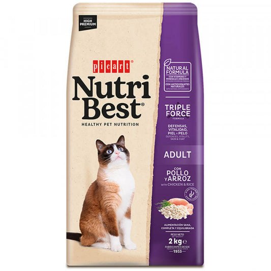 Picart Nutribest - Ração seca para gato adulto - Frango e arroz