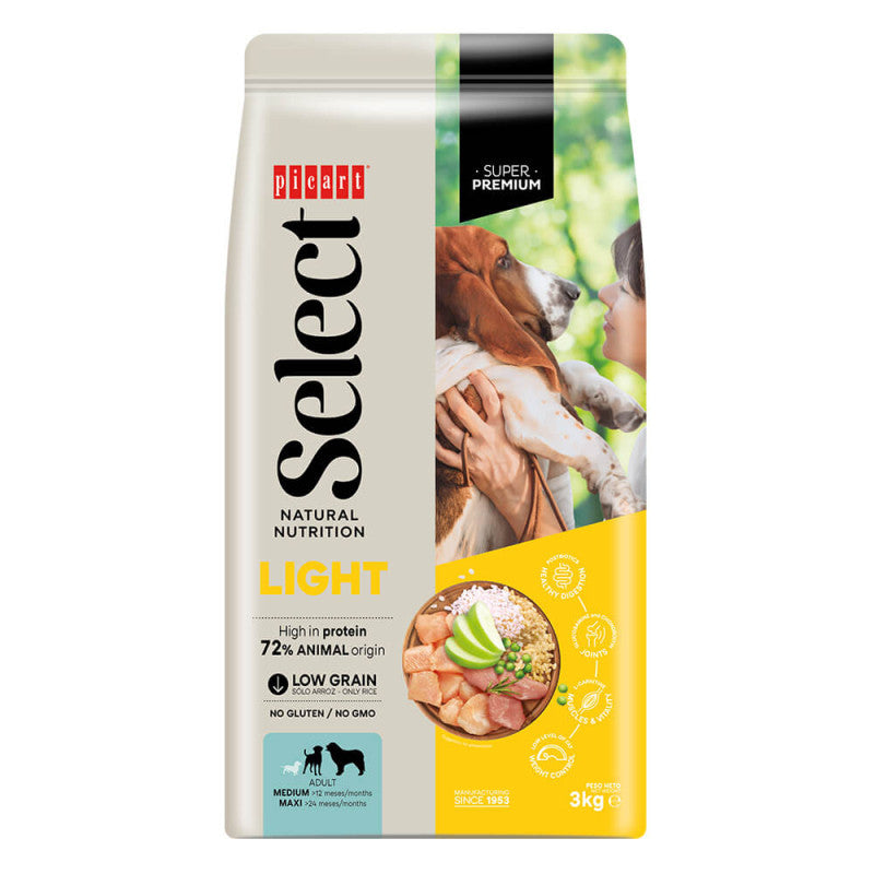Picart Select Light/Sterilised - Ração seca para cão adulto para controlo do peso - Frango e arroz