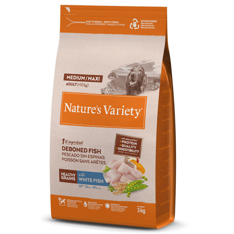 Nature's Variety Healthy Grains Medium/Maxi Adult - Peixe Branco