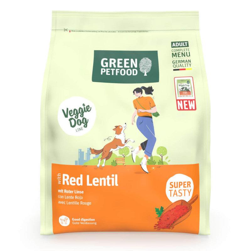 Green Petfood VeggieDog Origin - Ração seca vegetariana para cão adulto - Lentilha vermelha
