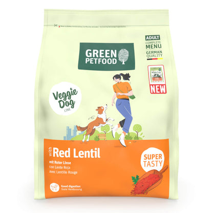 Green Petfood VeggieDog Origin - Ração seca vegetariana para cão adulto - Lentilha vermelha