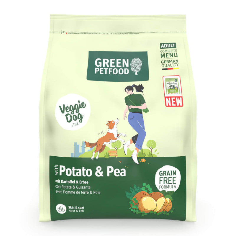 Green Petfood VeggieDog GrainFree - Ração seca vegetariana para cão adulto - Batata e Ervilha