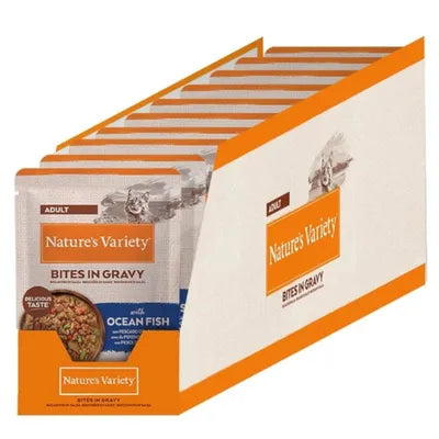 Nature’s Variety Bites in Gravy - Alimento húmido para gato adulto - Peixe do Oceano