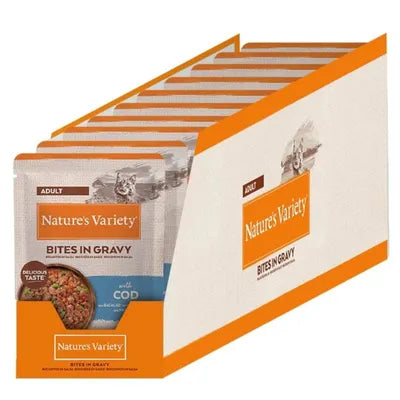 Nature’s Variety Bites in Gravy - Alimento húmido para gato adulto - Bacalhau