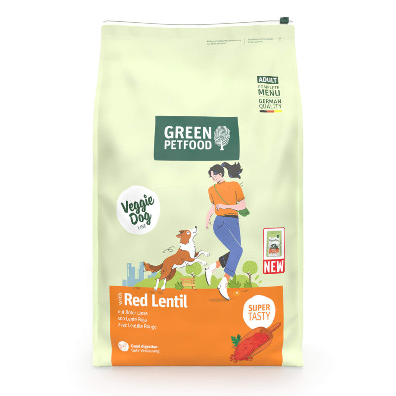 Green Petfood VeggieDog Origin - Ração seca vegetariana para cão adulto - Lentilha vermelha