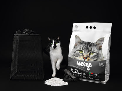Weego Active Charcoal - Areia Aglomerante de Bentonita com Carvão Ativado para Gatos