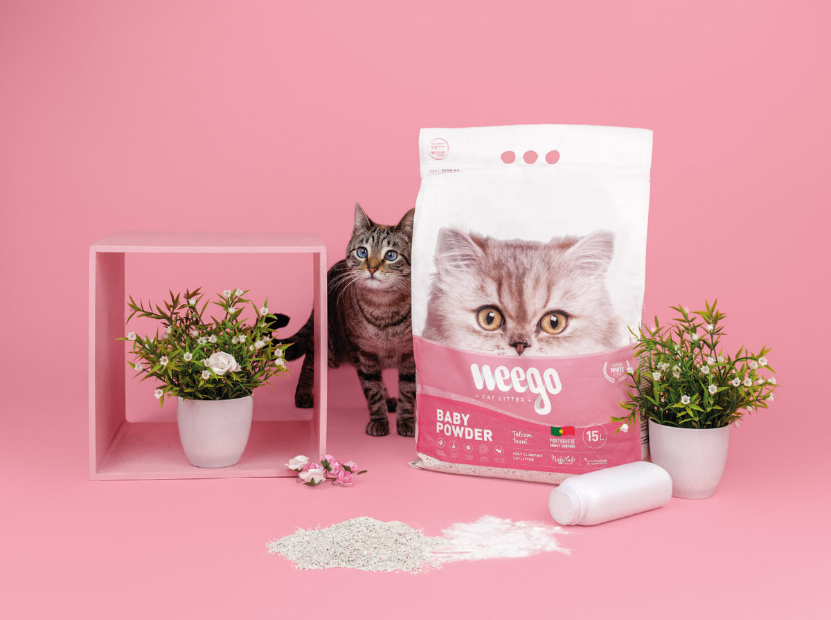 Weego Baby Powder - Areia Aglomerante de Bentonita com Aroma a Talco para Gatos