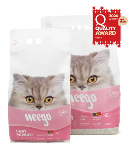 Weego Baby Powder - Areia Aglomerante de Bentonita com Aroma a Talco para Gatos
