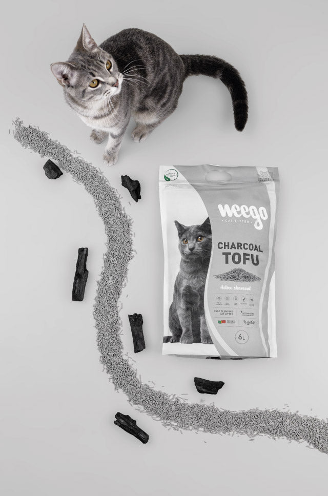 Weego Charcoal Tofu - Areia Aglomerante Natural com Carvão Ativado para Gatos