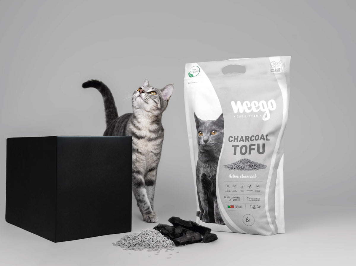 Weego Charcoal Tofu - Areia Aglomerante Natural com Carvão Ativado para Gatos