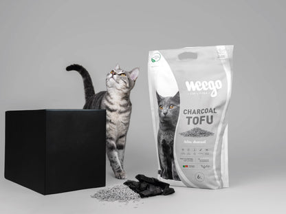 Weego Charcoal Tofu - Areia Aglomerante Natural com Carvão Ativado para Gatos