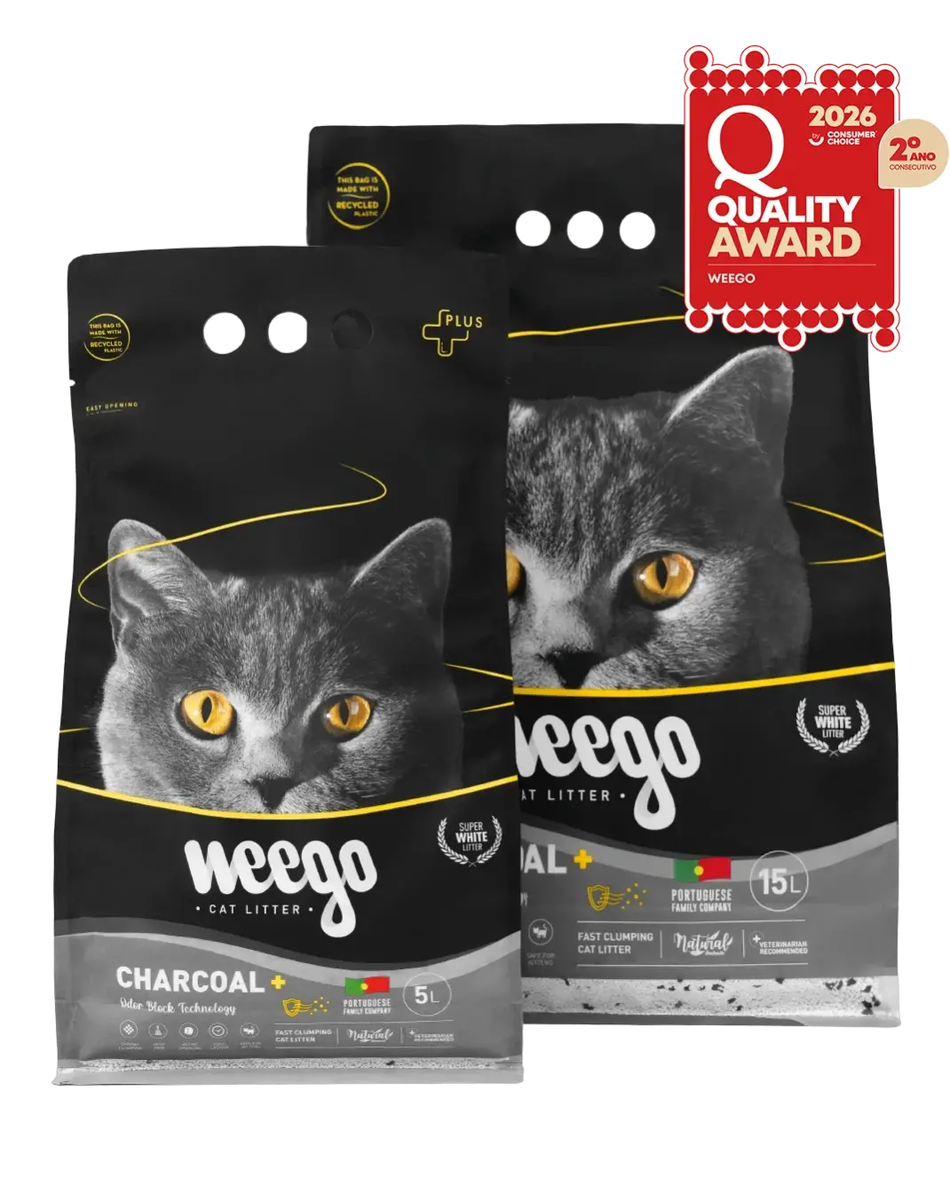 Weego Charcoal Plus+ - Areia Aglomerante com Carvão Ativado para Gatos