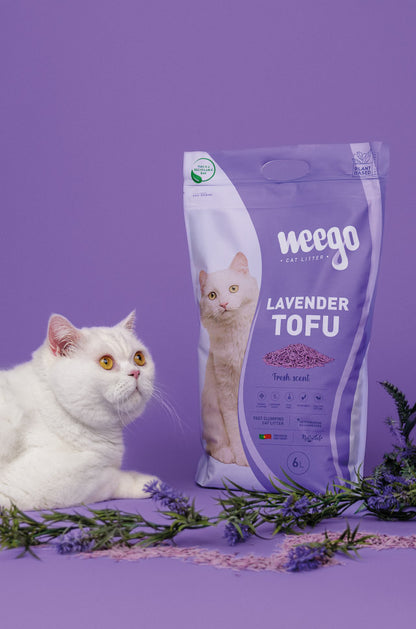 Weego Lavender Tofu - Areia Aglomerante Natural com Aroma a Lavanda para Gatos