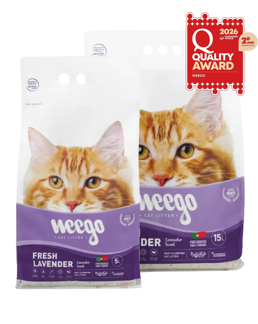Weego Fresh Lavender - Areia Aglomerante Natural com Aroma a Lavanda para Gatos