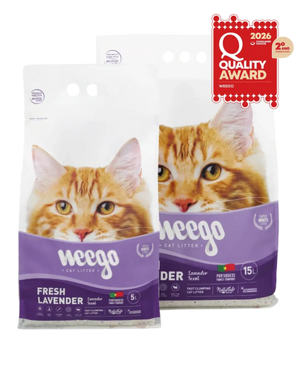 Weego Fresh Lavender - Areia Aglomerante Natural com Aroma a Lavanda para Gatos