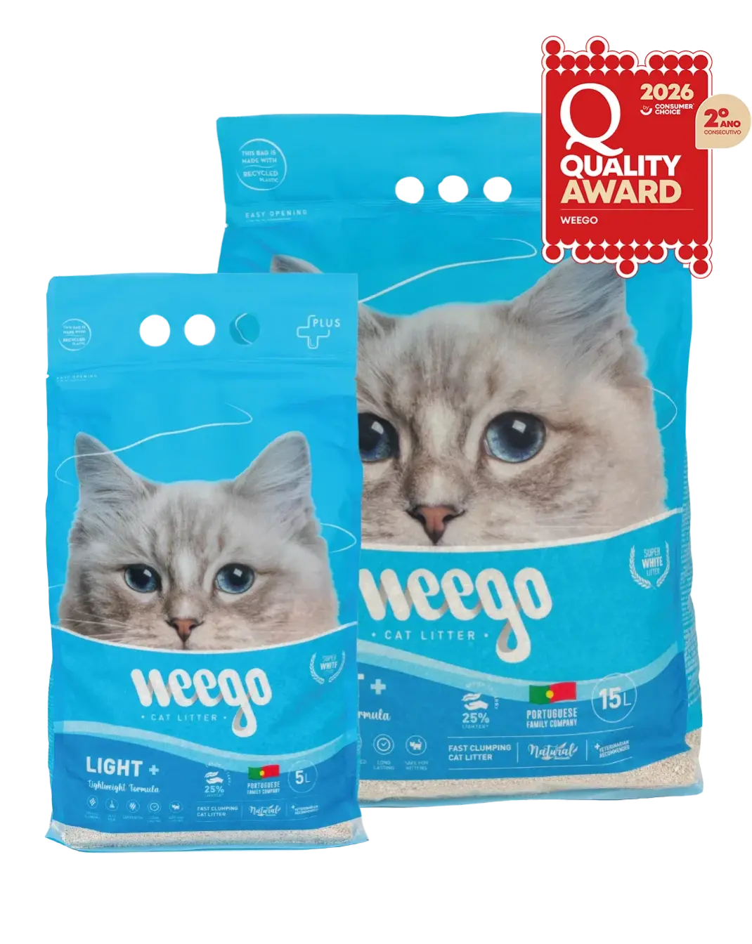 Weego Light+ - Areia Aglomerante Leve para Gatos Sem Perfume