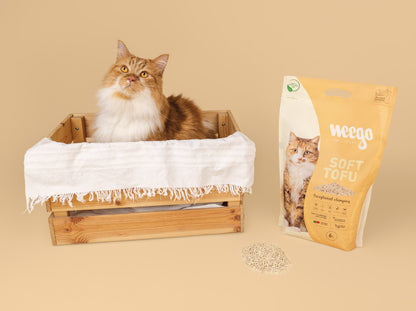 Weego Soft Tofu - Areia Aglomerante Natural para Gatos com Aroma a Leite