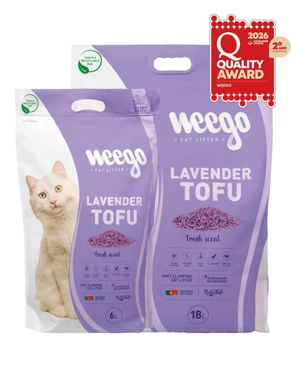 Weego Lavender Tofu - Areia Aglomerante Natural com Aroma a Lavanda para Gatos