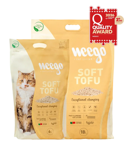 Weego Soft Tofu - Areia Aglomerante Natural para Gatos com Aroma a Leite