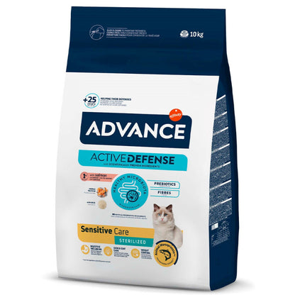 Advance Sensitive Sterilized - Ração seca para gato esterilizado com sensibilidades - Salmão e arroz