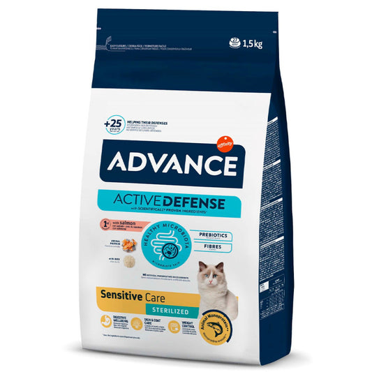 Advance Sensitive Sterilized - Ração seca para gato esterilizado com sensibilidades - Salmão e arroz