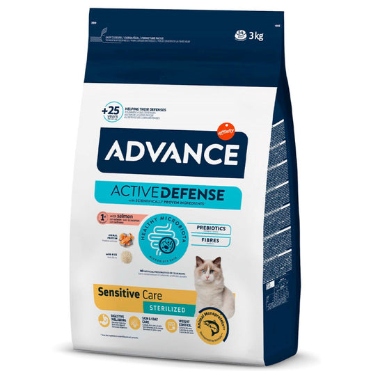 Advance Sensitive Sterilized - Ração seca para gato esterilizado com sensibilidades - Salmão e arroz