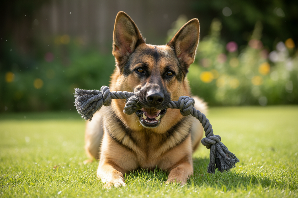 Cão grande com corda eco 2 nós e laço