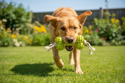 Cão médio com osso de borracha verde eco