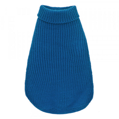 Camisola de Malha Lux Azul com Gola Alta para Cães - Ferribiella