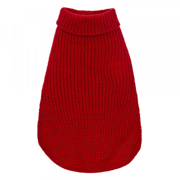 Camisola de Malha Lux Vermelha com Gola Alta para Cães - Ferribiella