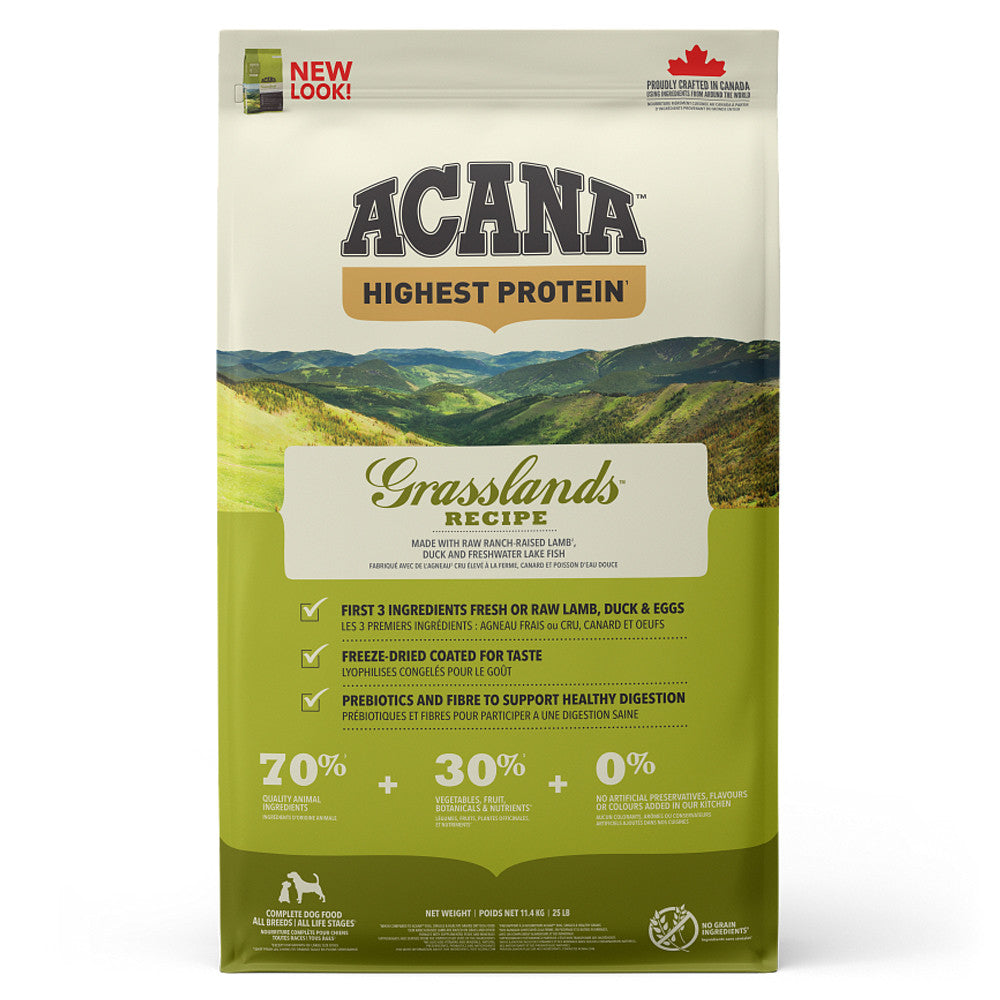 ACANA Grasslands - Ração Seca para Cão Adulto - Borrego, Pato e Ovo