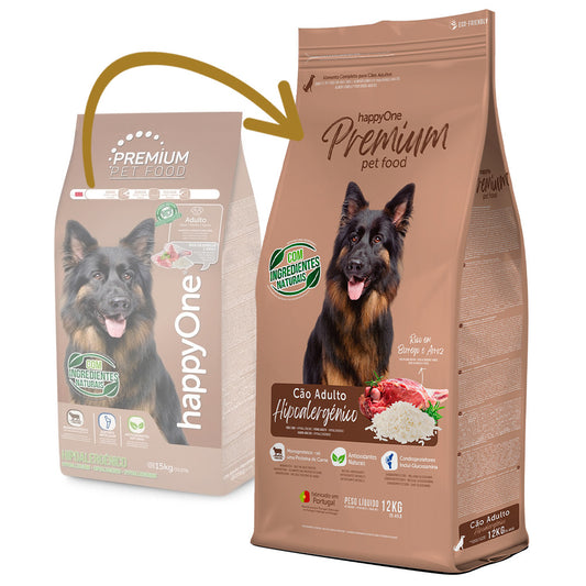 happyOne Premium Hipoalergénico - Cão Adulto - Borrego e Arroz