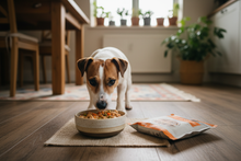 Imagem publicitária com cão pequeno