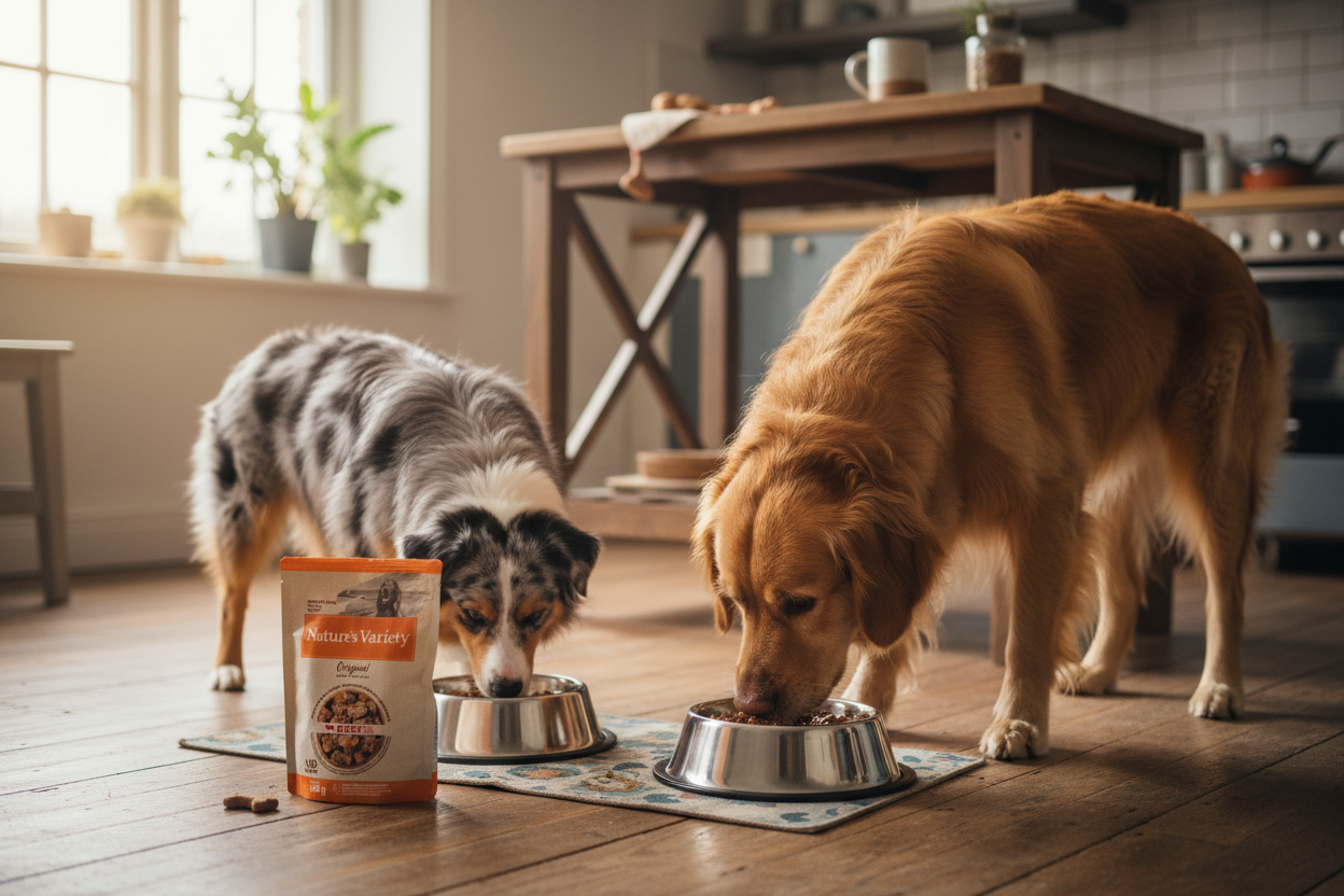 Imagem publicitária com dois cães