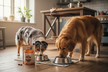 Imagem publicitária com dois cães