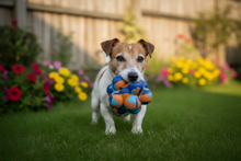 Jack Russell com bola bumpy na boca