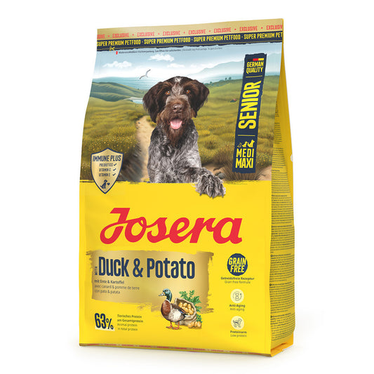 Josera Medi/Maxi Sénior - Ração Seca Sem Cereais para Cão Sénior de Porte Médio e Grande - Pato e Batata