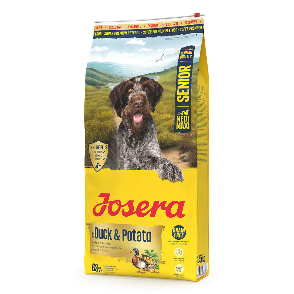 Josera Medi/Maxi Sénior - Ração Seca Sem Cereais para Cão Sénior de Porte Médio e Grande - Pato e Batata