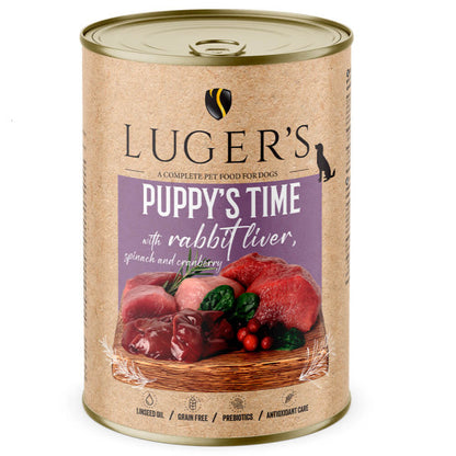 Luger’s Puppy’s Time Patê Sem Cereais para Cachorros em Crescimento – 75% Carne | Vários Sabores