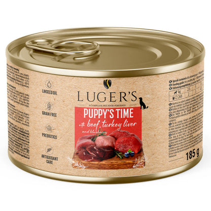 Luger’s Puppy’s Time Patê Sem Cereais para Cachorros em Crescimento – 75% Carne | Vários Sabores