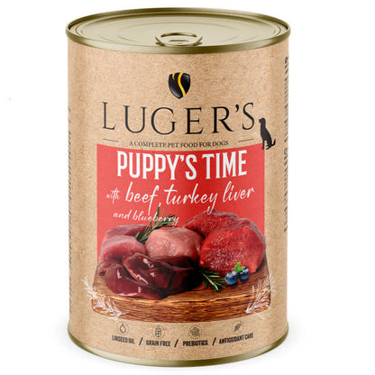 Luger’s Puppy’s Time Patê Sem Cereais para Cachorros em Crescimento – 75% Carne | Vários Sabores