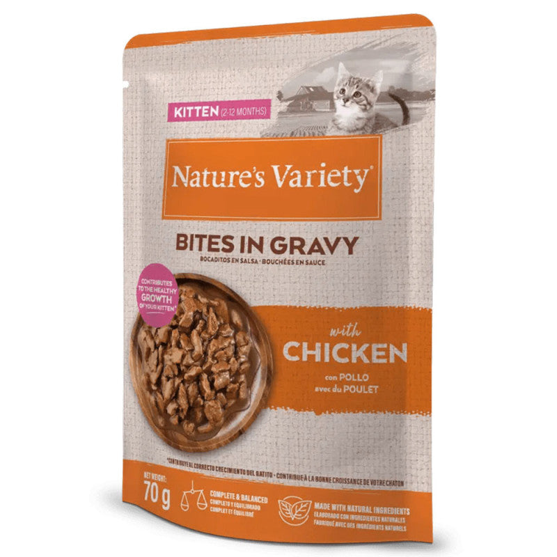 Nature's Variety Bites in Gravy - Alimento húmido para gatinho - Frango