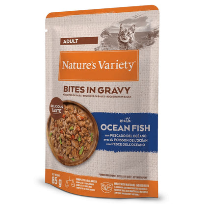 Nature’s Variety Bites in Gravy - Alimento húmido para gato adulto - Peixe do Oceano