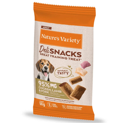Nature’s Variety Deli Snacks para Cão Adulto - Snack Sem Cereais - Frango e Cordeiro