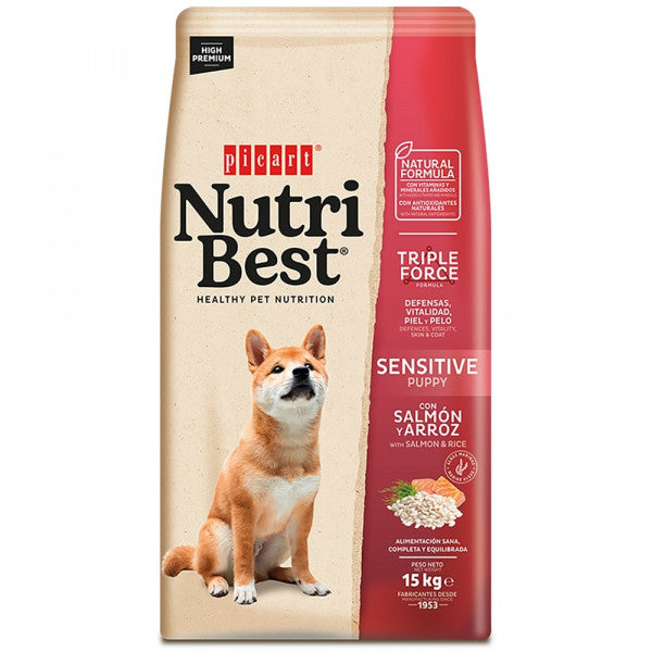 Picart Nutribest High Premium Puppy Sensitive - Ração Seca para Cachorros com Salmão e Arroz