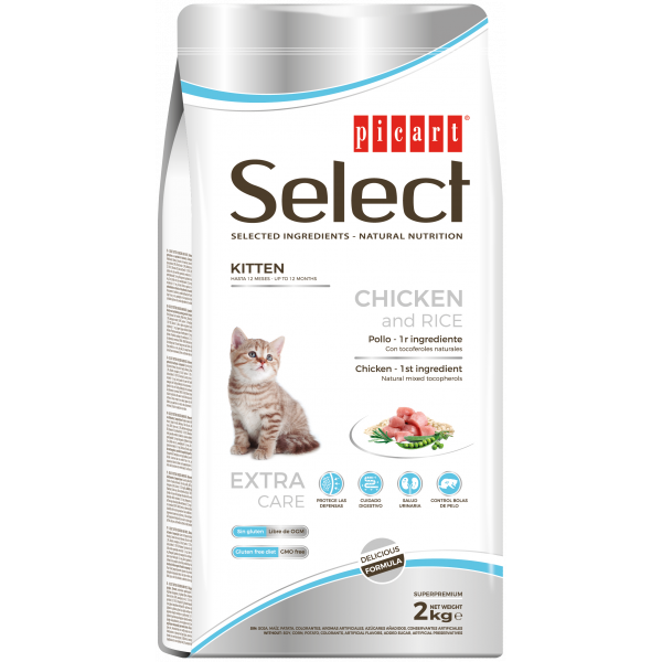 Picart Select Kitten - Ração seca para gatinho - Frango e arroz